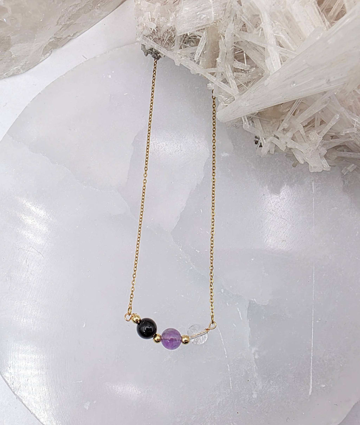 SACRED SPACE - Clear Quartz, Amethyst, Black Onyx Jewelry Set