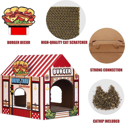 Cardboard Cat House with Scratcher