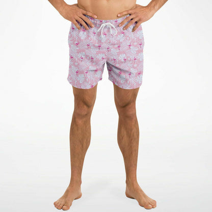 Rad Palm Party Like A Flock Star Pink Men's Swim Trunks