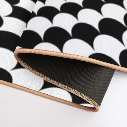 Optical Illusion Black And White Scales Houndstooth Black Hole Vortex Bath Mat