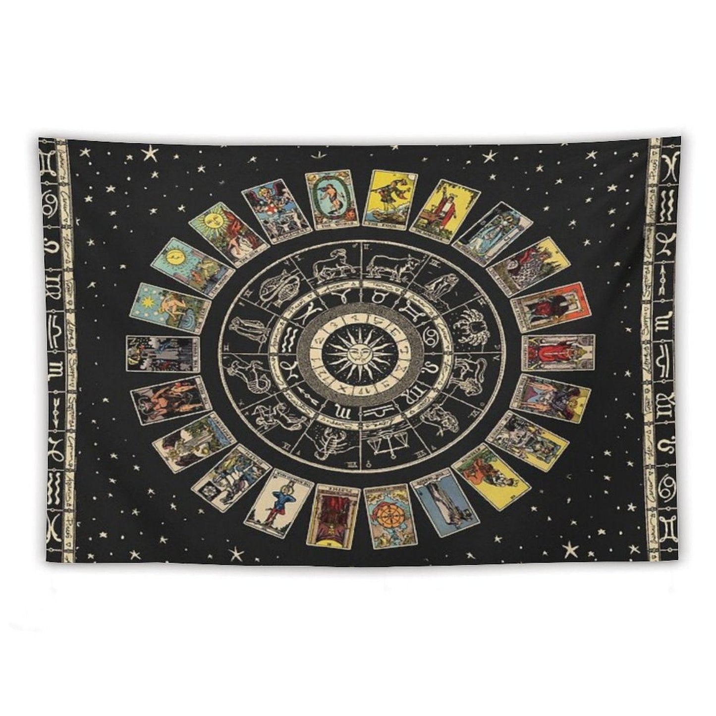 Wheel of The Zodiac, Astrology Chart And The Major Arcana Tarot Tapestry