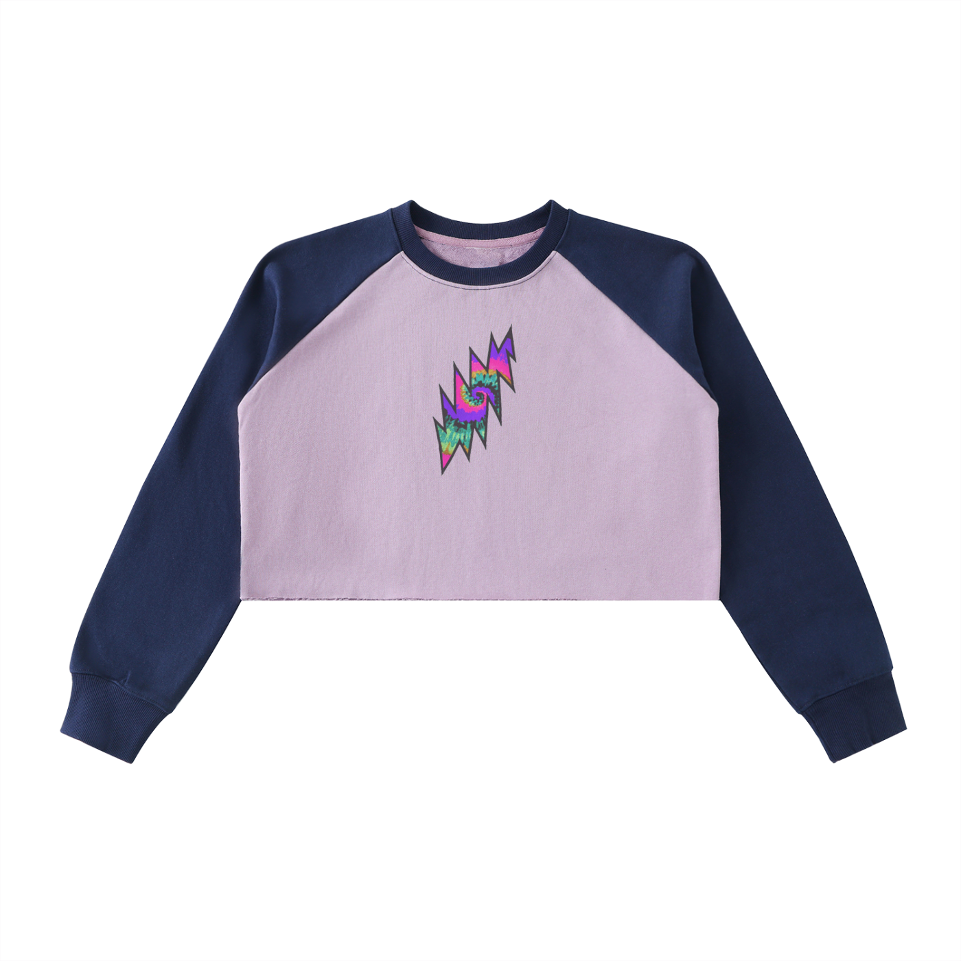Jerry G LeGoo Raw-Hem Color-Block Raglan Crop Sweatshirt