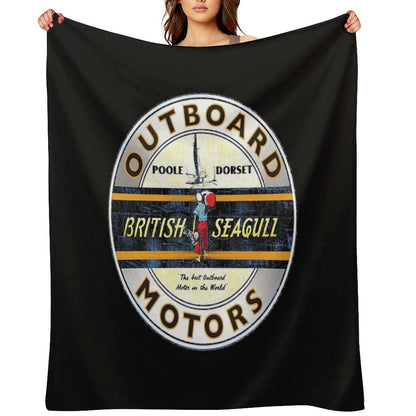 British Seagull Outboard Motors UK Sticker Throw Blanket