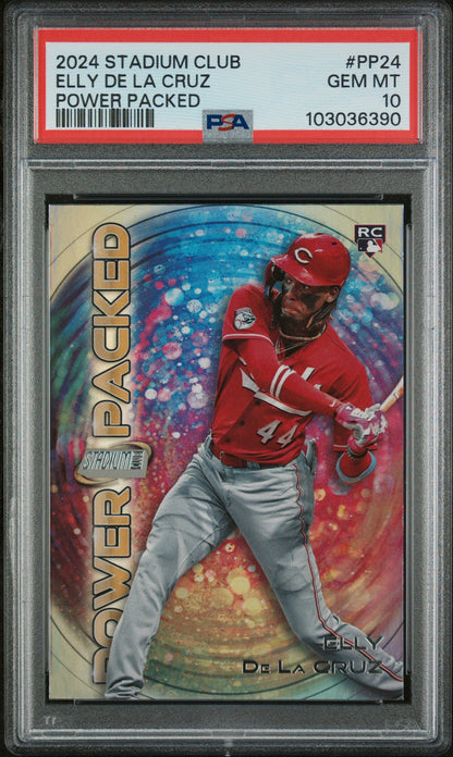Graded 2024 Topps Stadium Club Elly De La Cruz #PP24 Power Packed Rookie RC Baseball Card PSA 10 Gem Mint