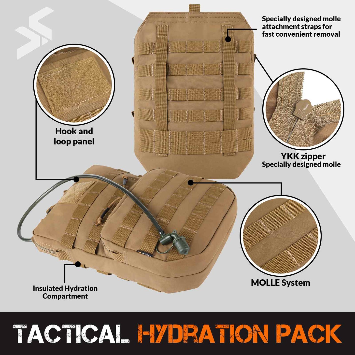 Tactical Molle Hydration Pack 3L Hydration Carrier Pack Water Reservoir Bag