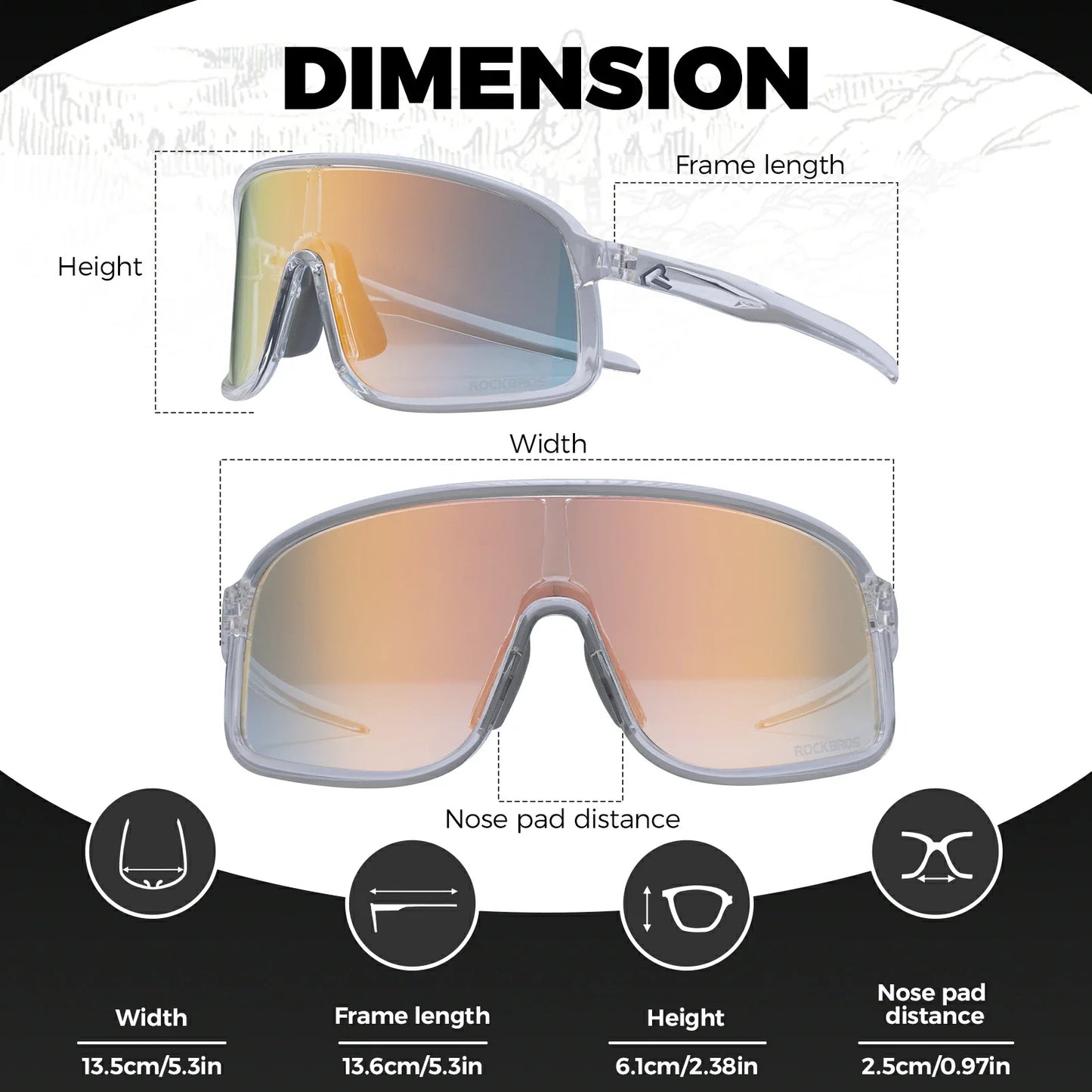 ROCKBROS Cycling Sunglasses Photochromic Polarized Sports Glasses UV400 Unisex