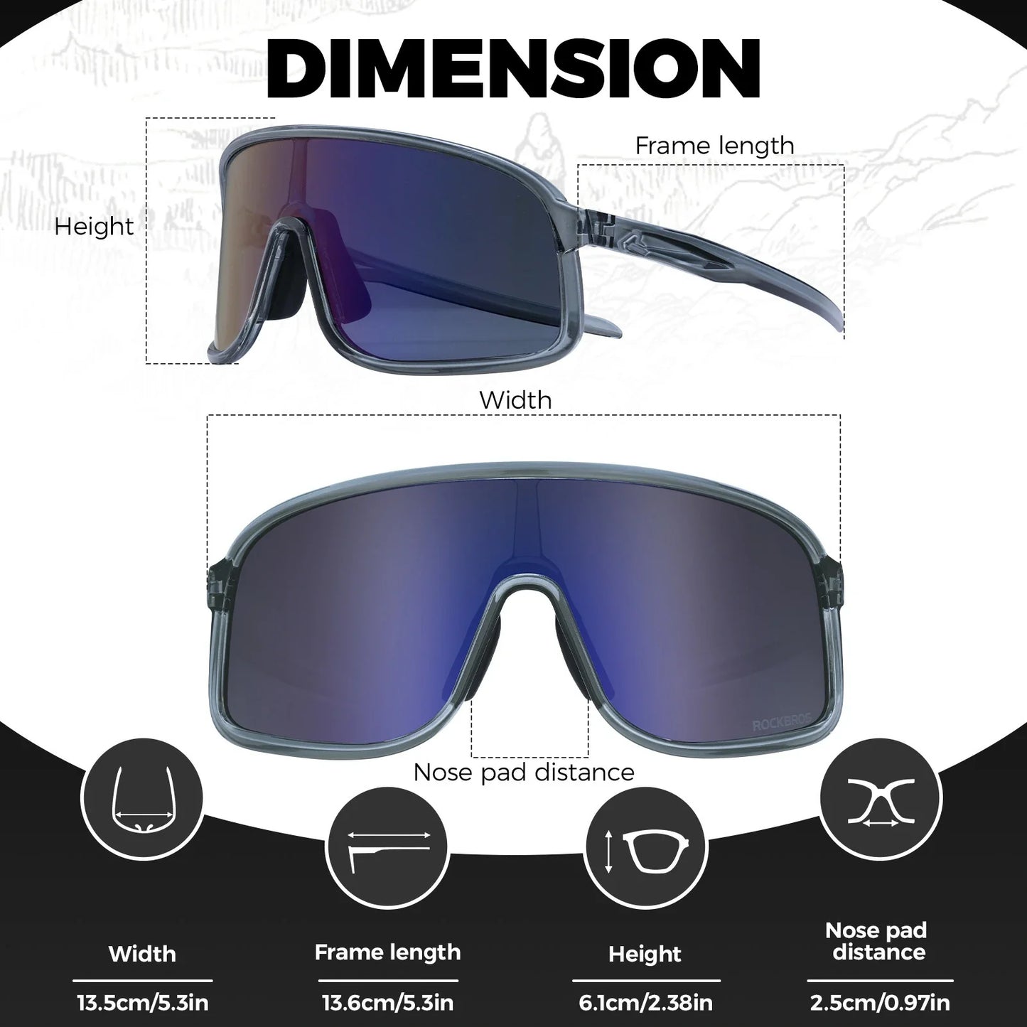 ROCKBROS Cycling Sunglasses Photochromic Polarized Sports Glasses UV400 Unisex