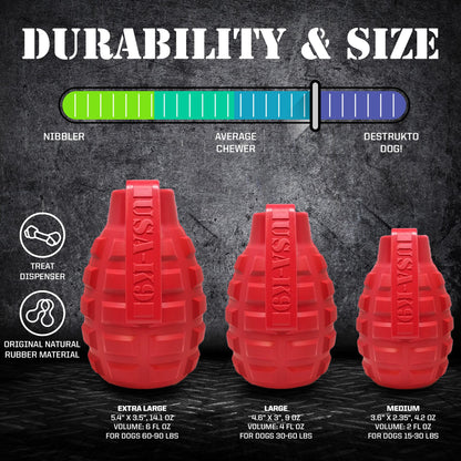 Grenade eDispenser Durable Dog Chew Toy & Treat Dispenser