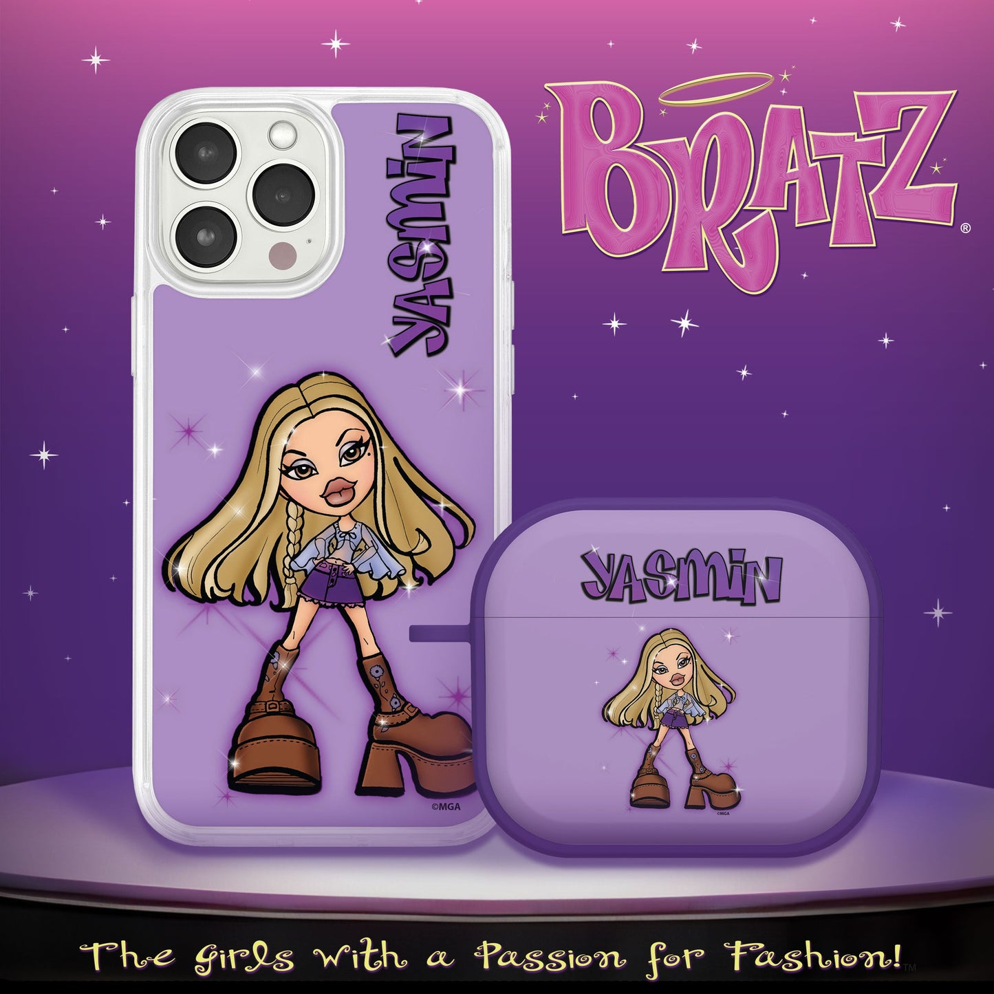 Bratz® Passion For Fashion HD Apple iPhone 15 Mag-Safe Phone Case and AirPods Gen 3 Combo Package