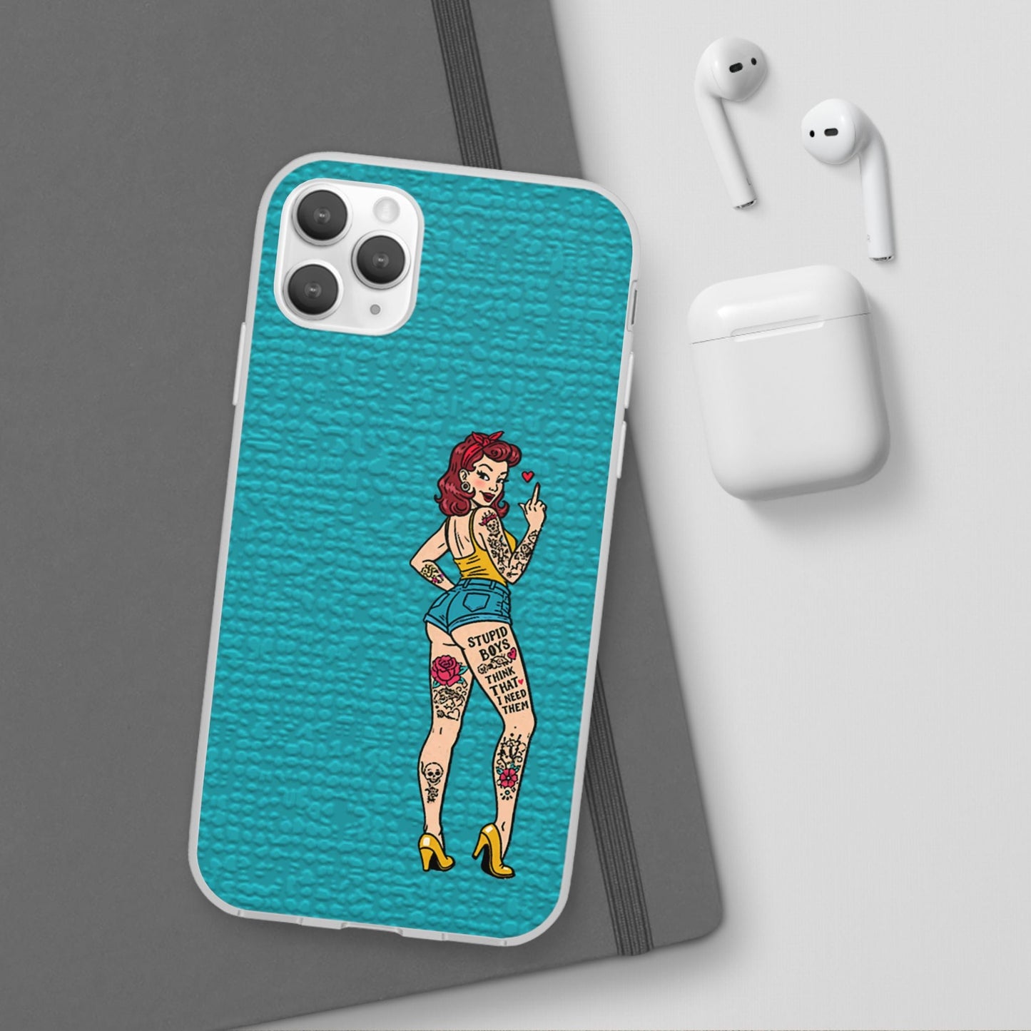 Sassy Pin-Up Stupid Boys Teal Flexi Phone Case