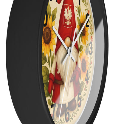 Polish Sunflower Gnome Wall Clock