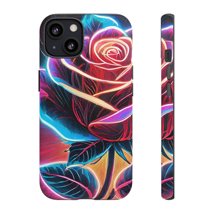 Artistic Neon Rose Tough Phone Case