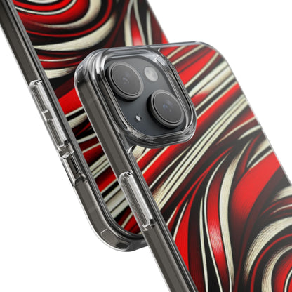 Red & White Swirl Abstract Clear Phone Case