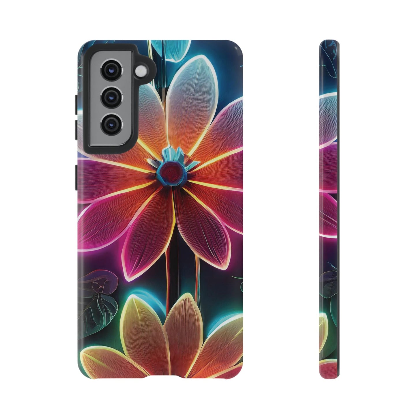 Vibrant Neon Flowers Tough Phone Case