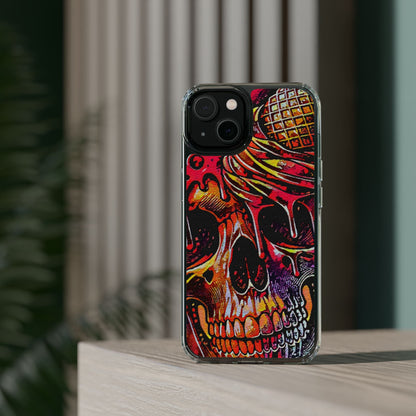 Neon Ice Cream Skull Clear Phone Case
