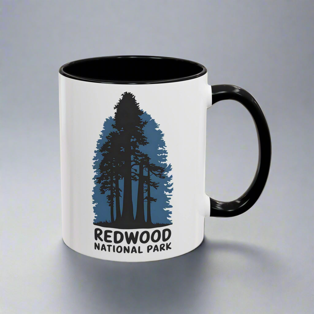 Redwood National Park Accent Coffee Mug 11oz 15oz Shaded Trees Blue Black Pink Red Outdoor Inspired