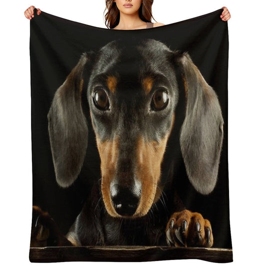 Dachshund Dog Photo Portrait Throw Blanket
