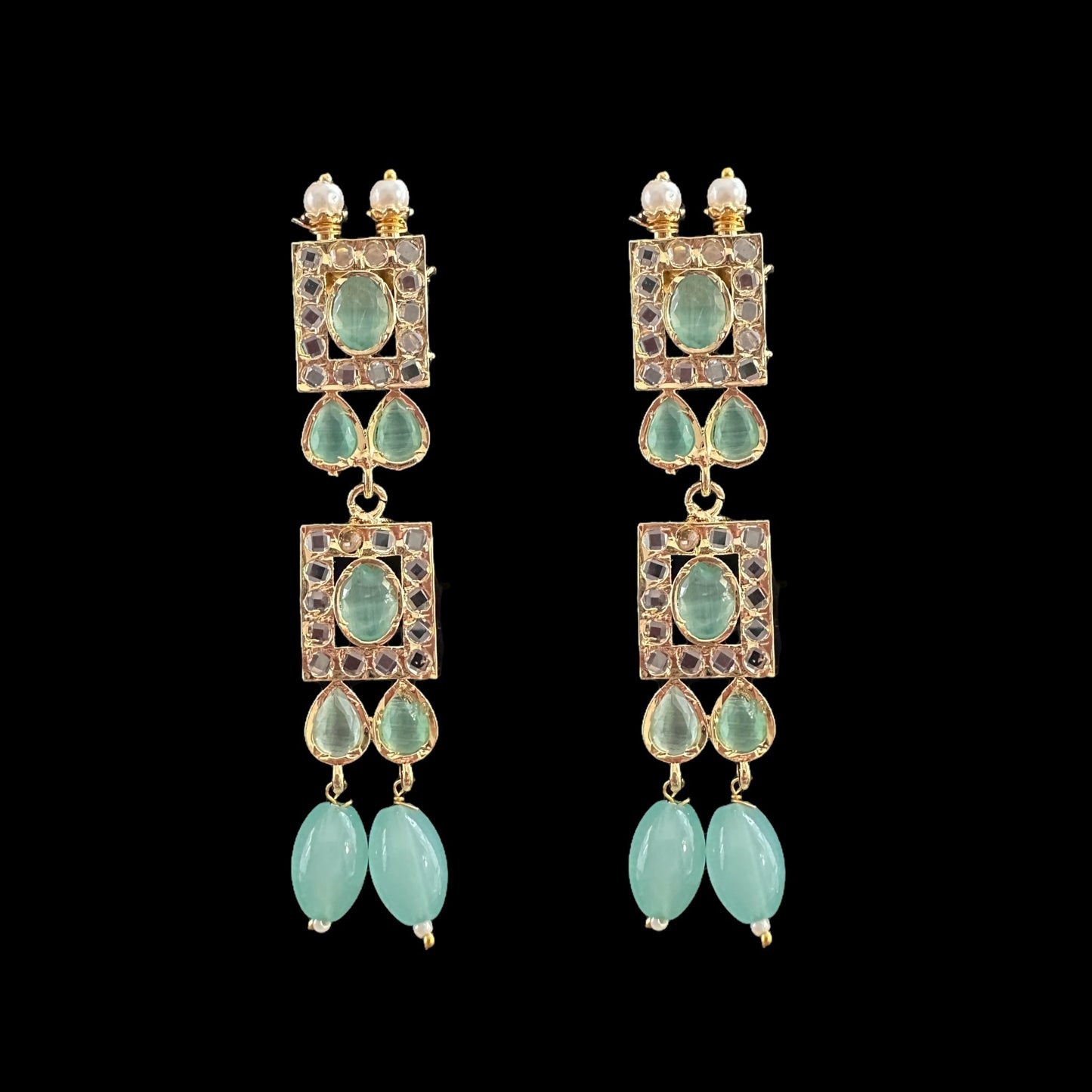 C506 Gauhar hyderabadi choker in mint blue ( READY TO SHIP )