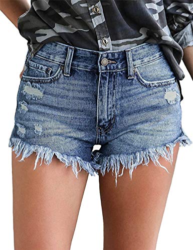 MODARANI Women's Cut Off Denim Jean Shorts Ripped Distressed