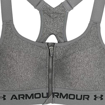 Under Armour Women's Armour High Crossback Heather Zip Bra , Charcoal Light Heather (019)/Black , 34D