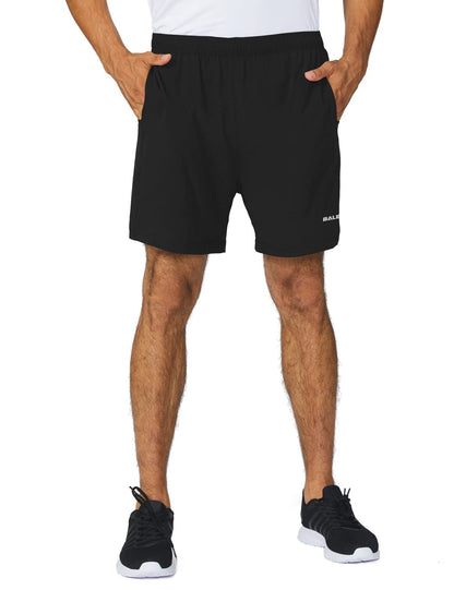 BALEAF Men's 5" Running Athletic Shorts Zipper Pocket for Workout Gym Sports Black Size M