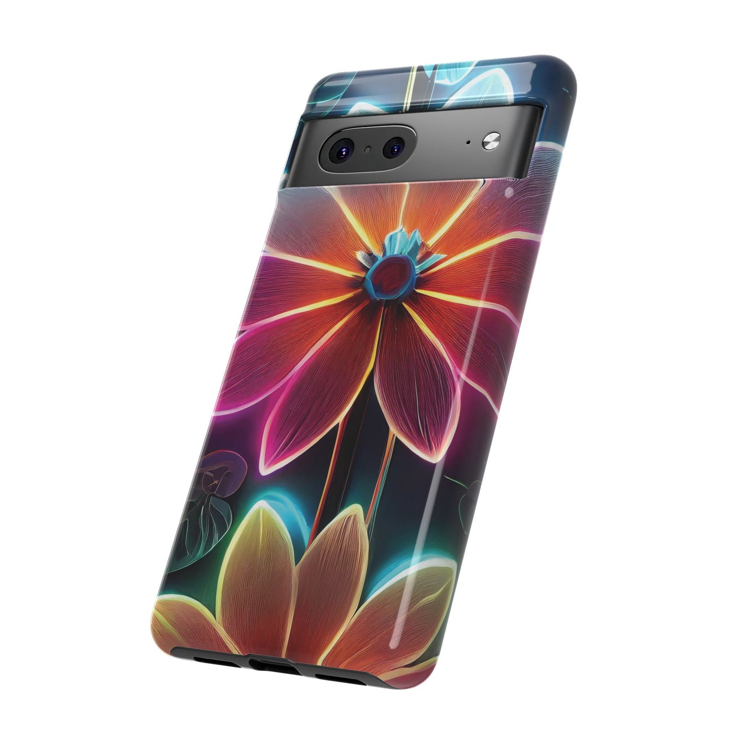 Vibrant Neon Flowers Tough Phone Case