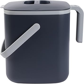 Blue Ginkgo Kitchen Compost Bin [5L / 1.32 GAL] Š—– Filter-Free, Odor-Tight Countertop Food Waste Pail with Handles (Made in Korea, Gray)