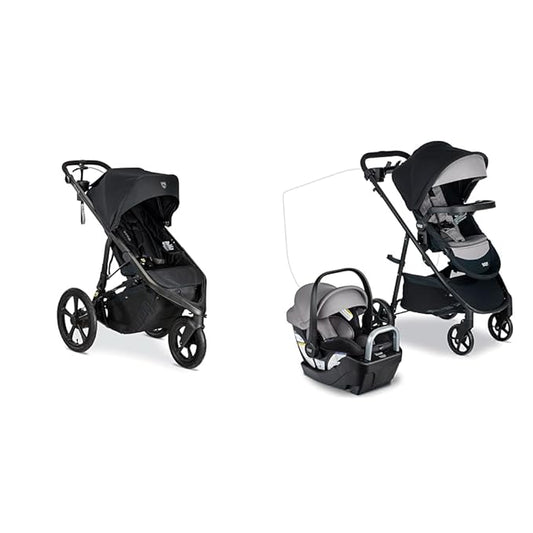 BOB Gear Wayfinder Jogging Stroller with Independent Dual Suspension, Air-Filled Tires & Britax Willow Brook S+ Baby Travel System, Infant Car Seat and Stroller Combo with Alpine Base
