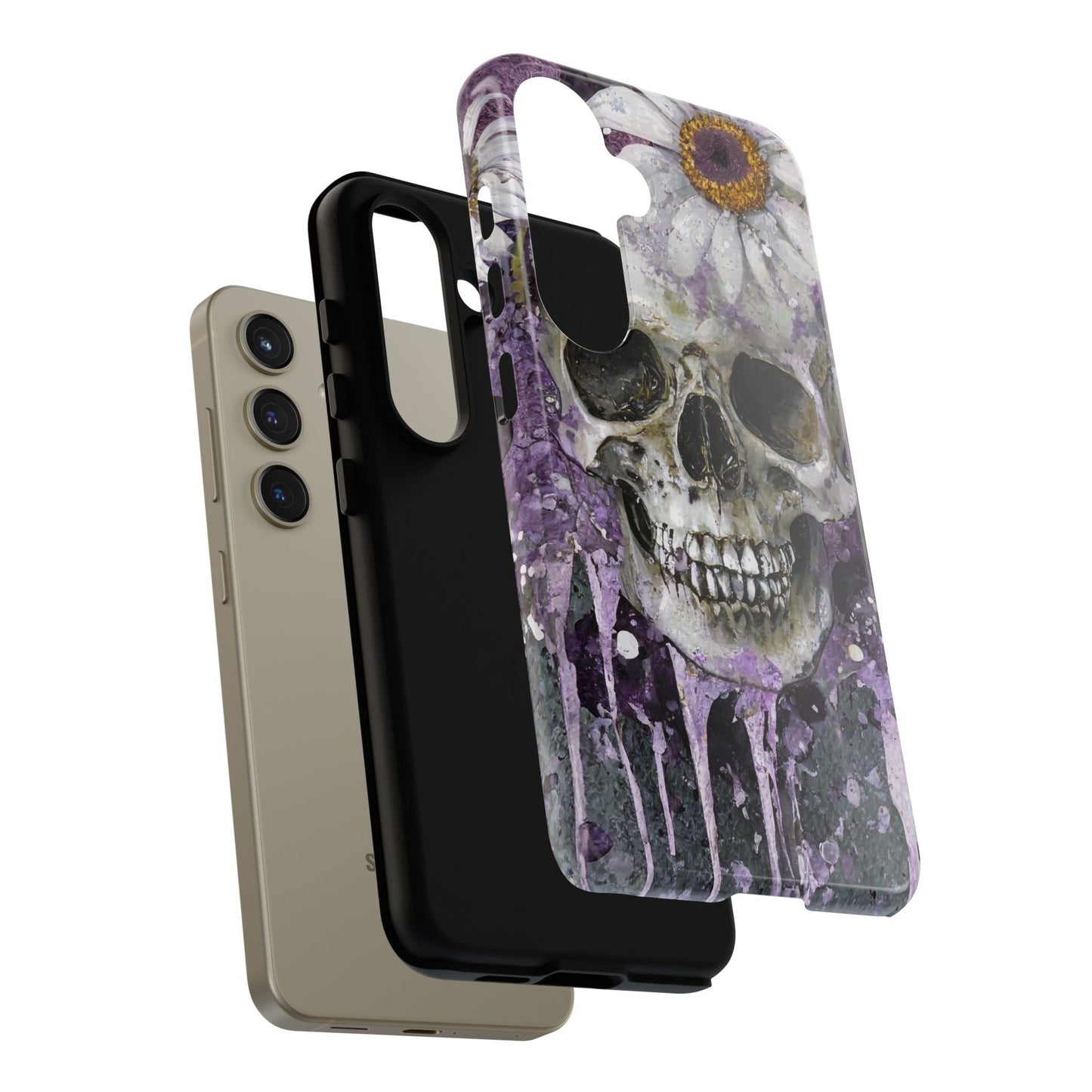 Plum Skull and Daisy Tough Phone Case