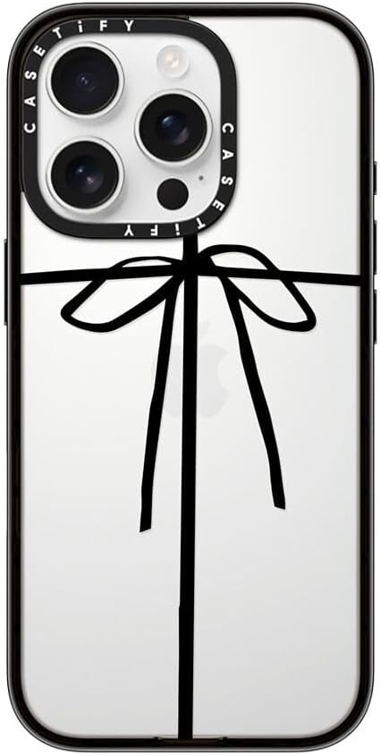 CASETiFY Compact Case for iPhone 16 Pro [Lightweight / 4 ft. 2X Military Grade Drop Protection/Slim] - Wrapped in A Bow - Clear Black