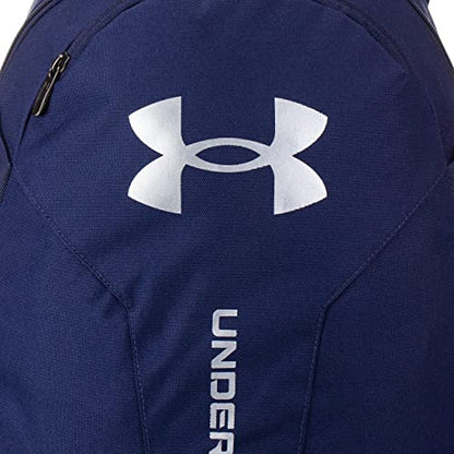 Under Armour Unisex-Adult Hustle Lite Backpack , (410) Midnight Navy / Midnight Navy / Metallic Silver , One Size Fits All