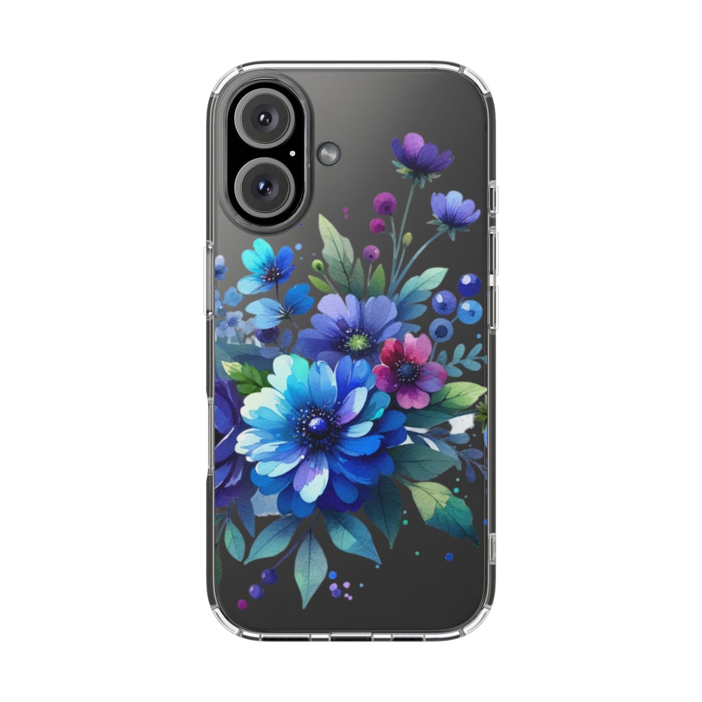 Vibrant Blue Floral Clear Phone Case