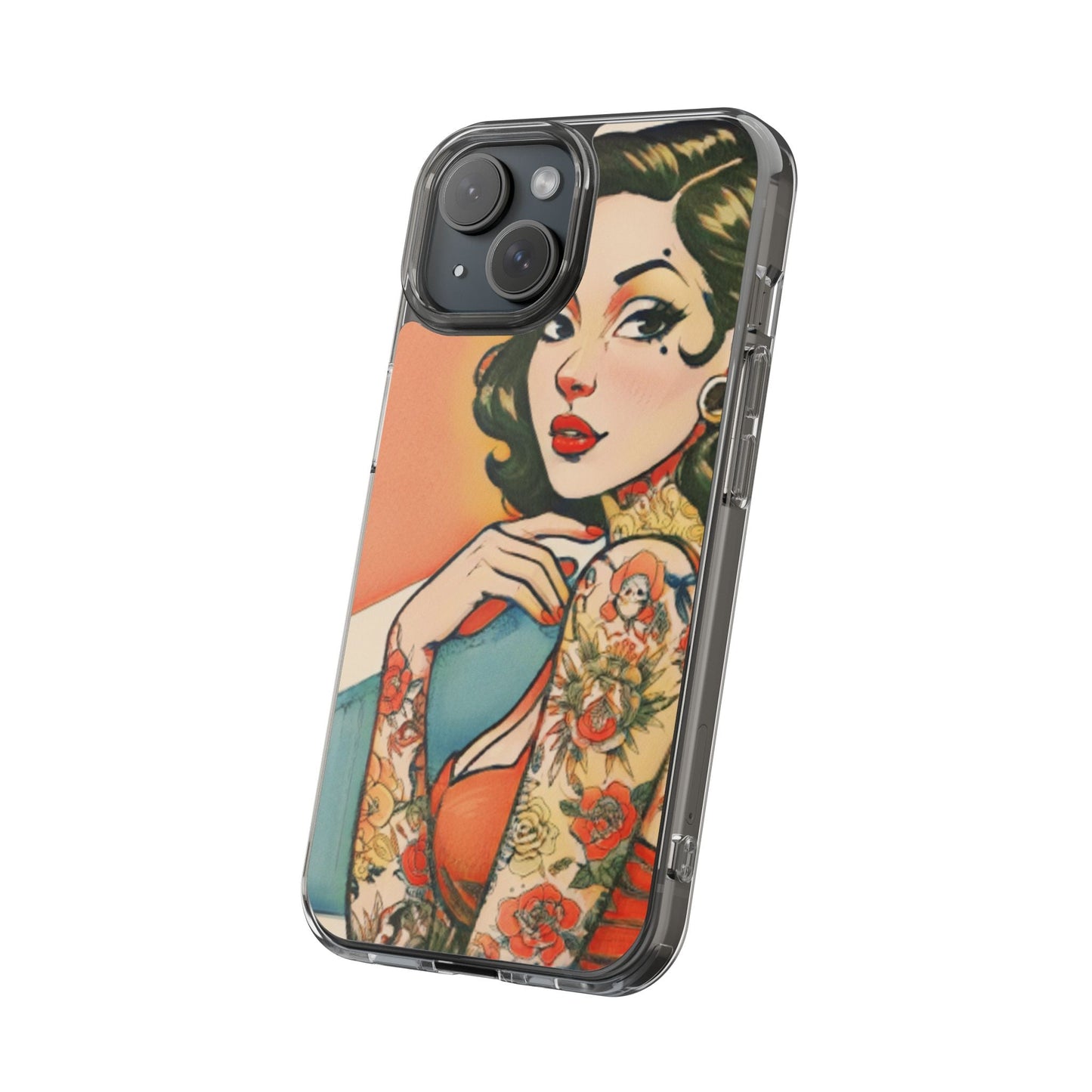 Retro Pin Up Clear Phone Case