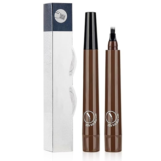 2025 New Microblading Eyebrow Pencil, 4 Tip Eye Brow Pen 3D Magic Eyebrow Tattoo Pencils, Womens Natural Makeup Long-Lasting Fine Stroke Magic Eyebrows Pencil (Dark Brown)