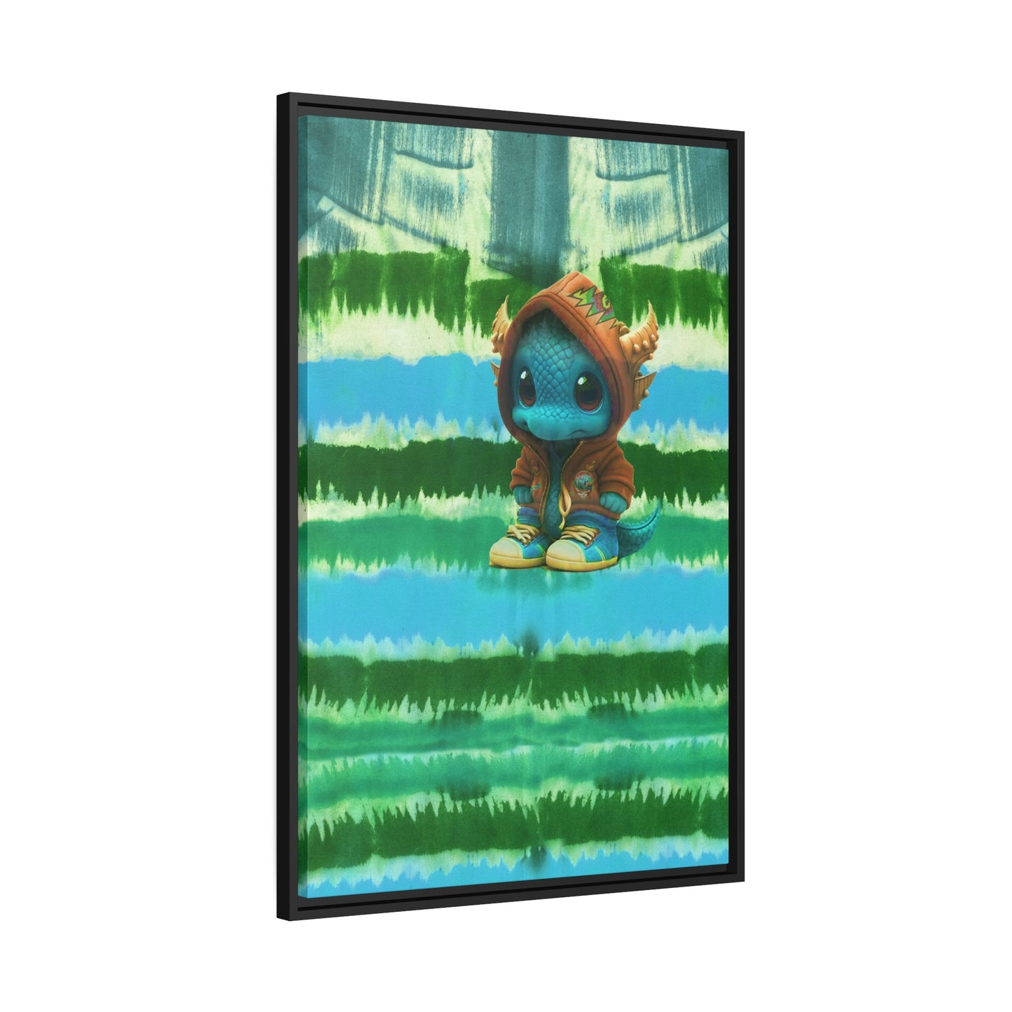 Baby Dragon Jam Aqua Matte Canvas with Black Frame