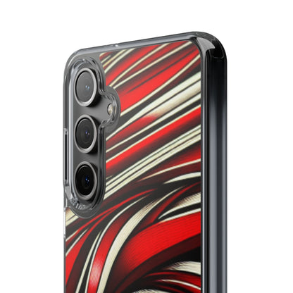Red & White Swirl Abstract Clear Phone Case