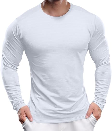 Men's UPF 30+ Shirts Long Sleeve T-Shirt Runing Sun Shirt Moisture Wicking Top