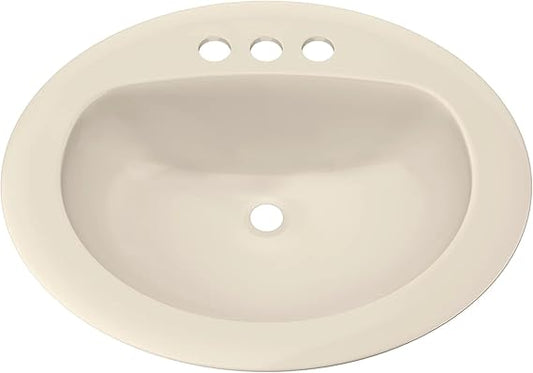 PROFLO PF20174 Rockaway 20-1/2" Oval Vitreous China Drop In Bathroom Sink with Overflow and 3 Faucet Holes at 4" Centers - Biscuit