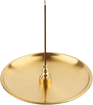 3 in 1 Incense Burner 5.5 Inch Brass Incense Holder for Incense Sticks ‰__ Coil Incense ‰__ Incense Cones - Metal Gourd Shaped Ash Catcher for Meditation Yoga Room Home Decor Indoor Outdoor Use