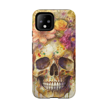 Unique Floral Skull Tough Phone Case
