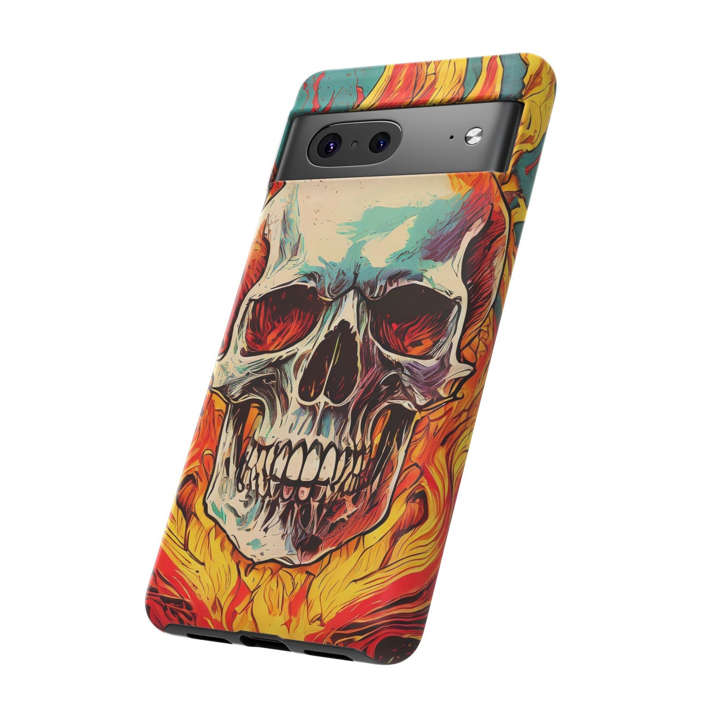 Flaming Skull Tough Phone Case