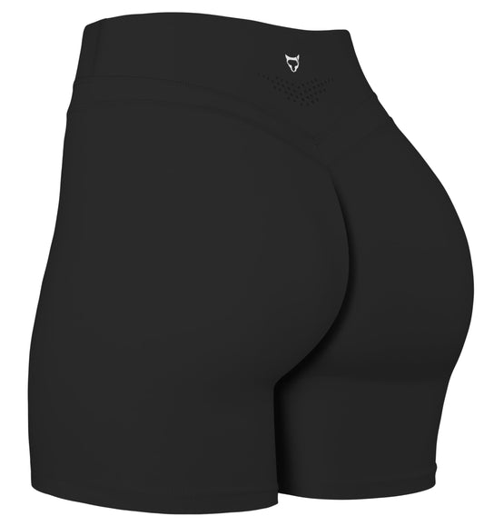 TomTiger Yoga Shorts for Women Tummy Control High Waist Biker Shorts Exercise Workout Butt Lifting Tights Women's Short Pants (Black, M)