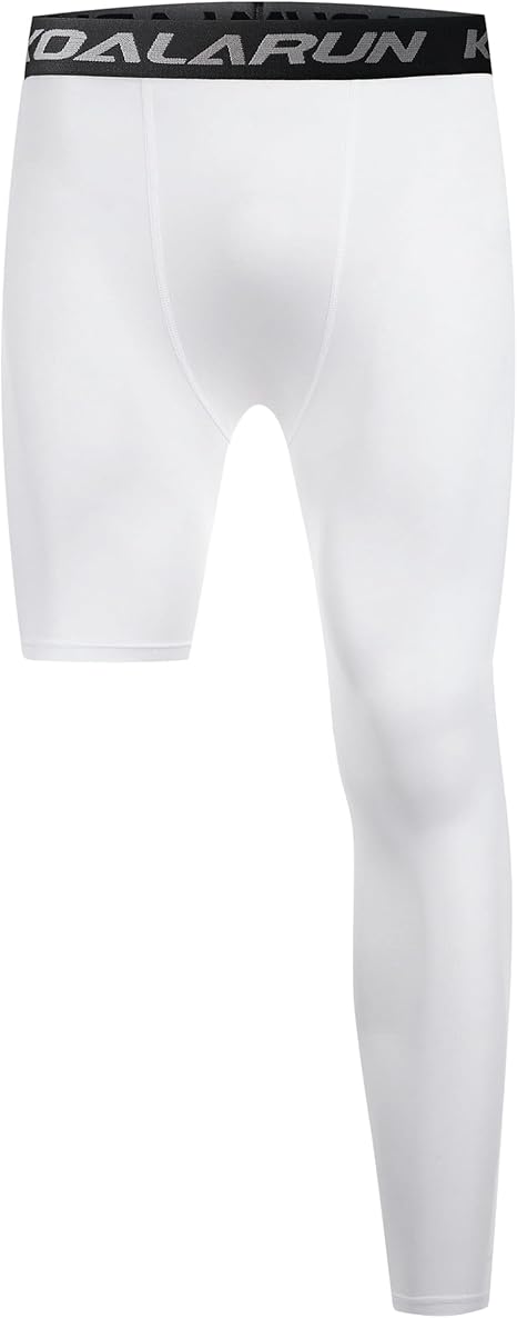 One Leg Compression Tights Full Length for Basketball Single Leg Long Pants Sports Base Layer Leggings 1-2 Pack