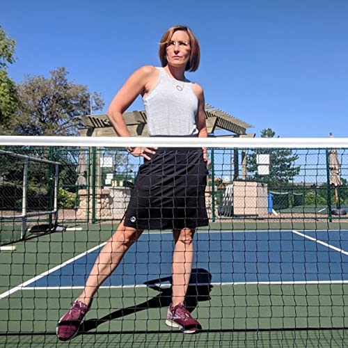M MOTEEPI Modest Knee Length Skorts Skirts for Women Tennis Athletic Golf Skirt with Pockets UV Protection High Waist Black XL