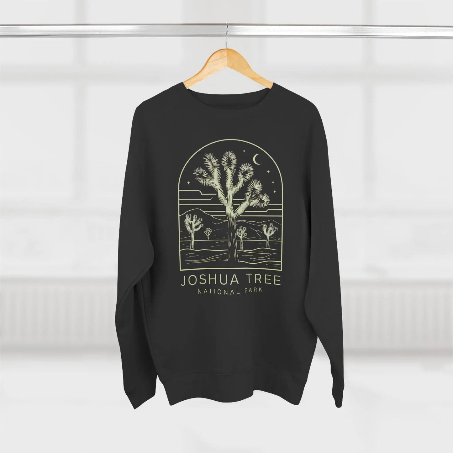 Joshua Tree National Park Unisex Fit Crewneck Sweatshirt Twilight Line Art