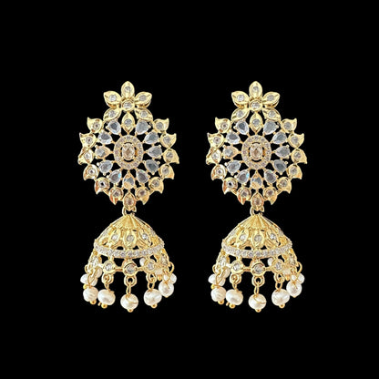 PS318  fresh water pearl pendant set in clear stones   ( READY TO SHIP )