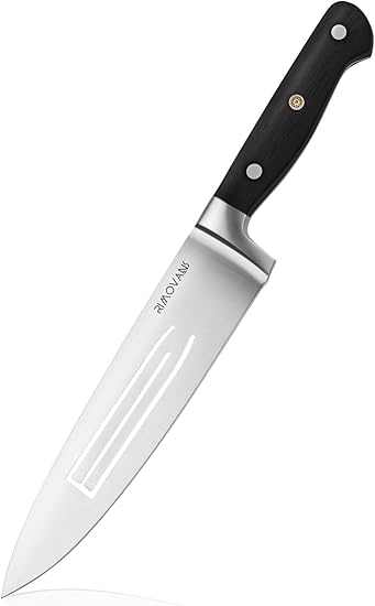 8 Inch Chef Knife, Innovative Cooking Knife with Tuning Fork Vibration, Non-slip Ultra Sharp, German Steel Kitchen Knife with Ergonomic Ebony Handle, Christmas Birthday Gifts for Men Women