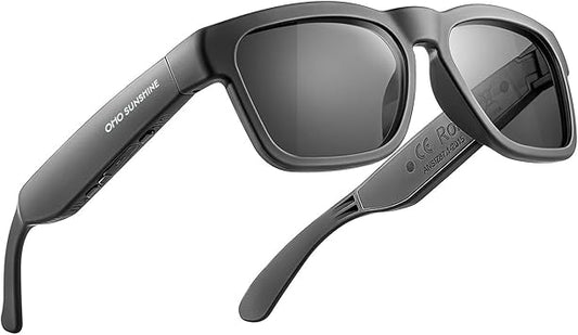 OhO Smart Glasses, Polarized Sunglasses with Bluetooth Speaker, Athletic/Outdoor UV Protection and Voice Control, Unisex (Grey Lens)