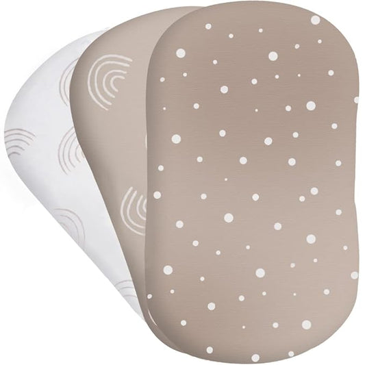 BearŠ—Ès Little Fish 100% Organic Cotton Baby Bassinet Sheets - Soft Fitted Crib Sheets for Hourglass Rectangular Oval Bassinet Mattress Pad Basket For Bedside - 3-Pack