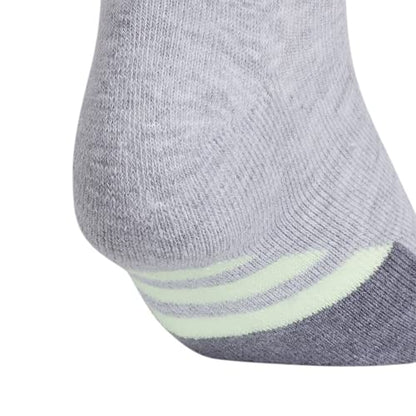 adidas Women's Cushioned II 3-Pack Low Cut, CoolLightHeather/GlowGreen/ClearLilacPurple, Medium